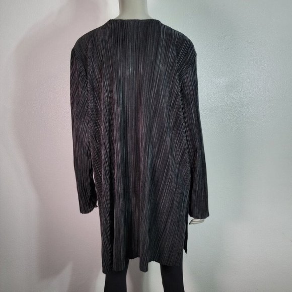Catherines Top Plus Size 1X 18/20W Open Front Stretch Long Sleeve Casual Black - Picture 4 of 6